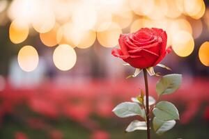 AI generated Rose flower with bokeh, Celebrating Saint Valentine's Day photo