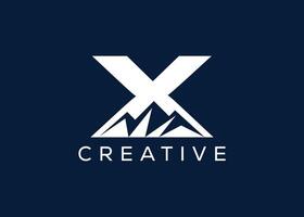 Minimal Letter X mountain logo design vector template. Initial Letter X hill vector logo