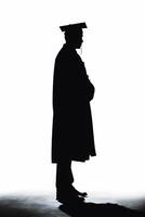 AI generated Silhouette of graduation student on white background photo