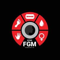 International Day of Zero Tolerance for Female Genital Mutilation Vectors. Woman handprint with razor blade silhouette icon vector. Stop FGM violence against women. 6 February. important day vector