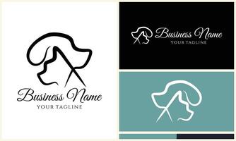 line art pet grooming logo vector