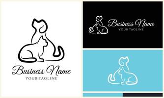 line art pet grooming logo vector