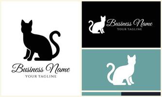 vector cat line logo template