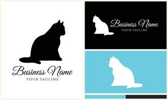 vector cat silhouette logo template