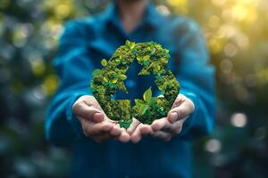 AI generated A humane holding circular economy icon Circular economy concept for future business growth photo