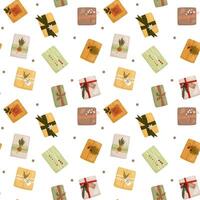 Vector pattern with different wrapped gifts