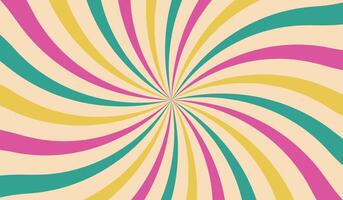 Groovy retro swirl burst, summer and carnival background. Vector illustration