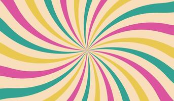 Groovy retro swirl burst, summer and carnival background. Vector illustration