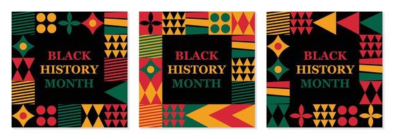 Black history month social media post square banner design. Black history month background. Neo Geometric pattern concept. Vector illustration