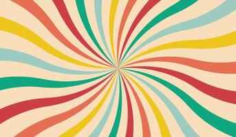 Groovy retro swirl burst, summer and carnival background. Vector illustration