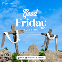 PSD good friday blessing social media template 3d rendering