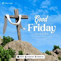 PSD good friday blessing social media template 3d rendering