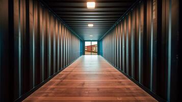 AI generated Empty shipping container interior view photo