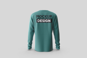 Full sleeves neck button back side mockup psd