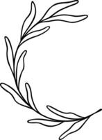 Leaf Line Art Curved vector