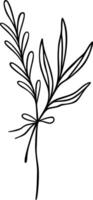 Leaf Bunch Line Art With Bow vector