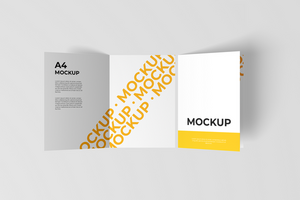 tweevoudig brochure folder mockup top visie psd