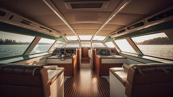 AI generated Empty boat interior view photo