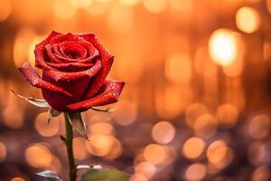 ai generado Rosa flor con Bokeh, celebrando Santo San Valentín día foto