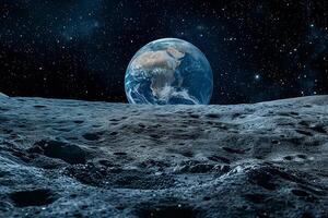 AI generated The Earth as Seen from the Surface of the Moon photo