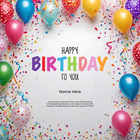 AI generated PSD digital birthday celebration social media post template