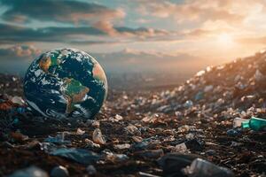 ai generado plantet tierra rodeado por indiferenciado basura foto