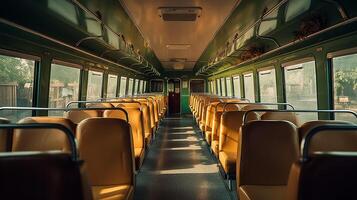 AI generated Empty bus interior view photo