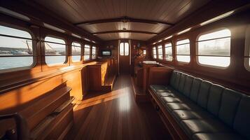 AI generated Empty boat interior view photo