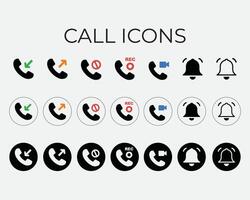 a set of call icons with different colors and symbols vector