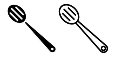 slotted spoon icon, sign, or symbol in glyph and line style isolated on transparent background. Vector illustration