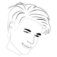 sonriente tipo cara en negro vector contorno