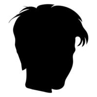 vector negro silueta de un del hombre cabeza con un corto Corte de pelo