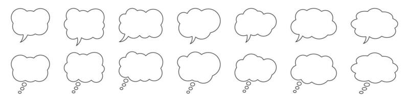 Thought bubble line icon. Speech or think bubble, empty communication cloud. Set of vector design elements. Editable stroke.