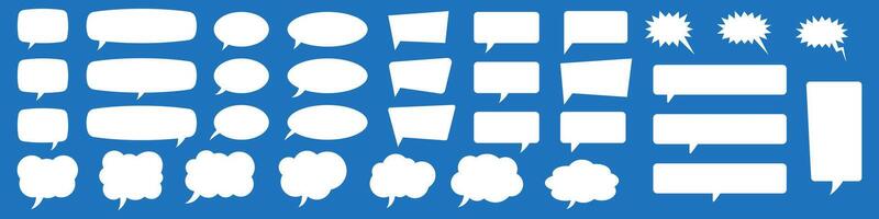 Set of speech bubbles. Speak bubble text, cartoon chatting box, message box. Blank empty white speech bubbles. vector