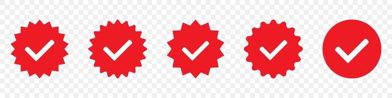 Verification red starburst sticker set vector