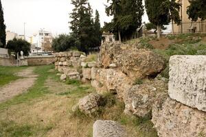 Ruins on the grounds of The Roman Agora in Athens, Greece photo