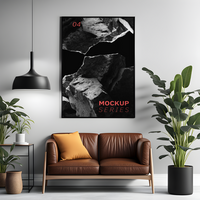 AI generated PSD Poster Mockup in Corporate Office Indoor