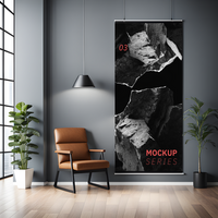 AI generated PSD Poster Mockup in Corporate Office Indoor