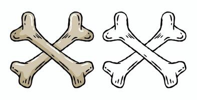 Set of bones. Part of the human skeleton. White dog Toy. Vector Cartoon and flat illustration