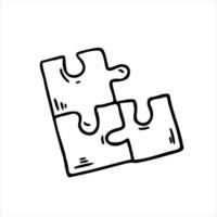 Puzzle toy. Metaphor of solution, teamwork and partnership. Drawn part, scribble piece. Connection element. vector