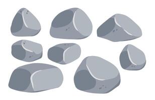 conjunto de piedras gris guijarro. elemento de naturaleza y montañas. artículos para decoración y antecedentes. plano dibujos animados. roca adoquín escombros. bloquear granito material. vector