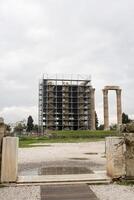 Remodeling being done on the The ruins of the Temple of Olympian Zeus, Olympieion in  Athens, Greece photo