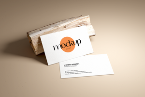 Minimal Business Card Mockup with Wood psd