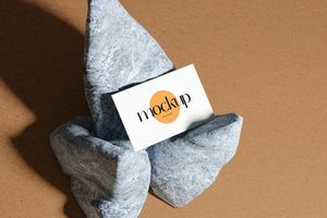 Business Card Mockup with Stone and Rock psd