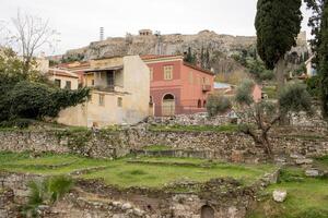 Athens, Greece, December 23 2023 The Ancient Library of Pantainos located near the Ancient Agora in Athens photo