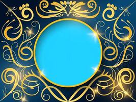 blue floral background with empty space circle banner vector