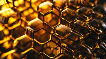 AI generated A close up of a honeycomb pattern made up of hexagons and other hexagons photo