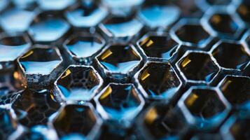 AI generated A close up of a honeycomb pattern made up of hexagons and other hexagons photo