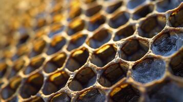 AI generated A close up of a honeycomb pattern made up of hexagons and other hexagons photo