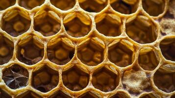 AI generated A close up of a honeycomb pattern made up of hexagons and other hexagons photo